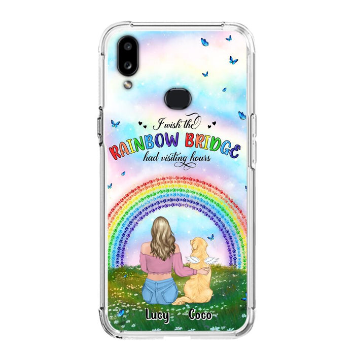 Custom Personalized Dog, Cat Memorial Phone Case  - Upto 4 Pets - Memorial Gift For Dog/ Cat Lover - I Wish The Rainbow Bridge Had Visiting Hours - Case For iPhone And Samsung