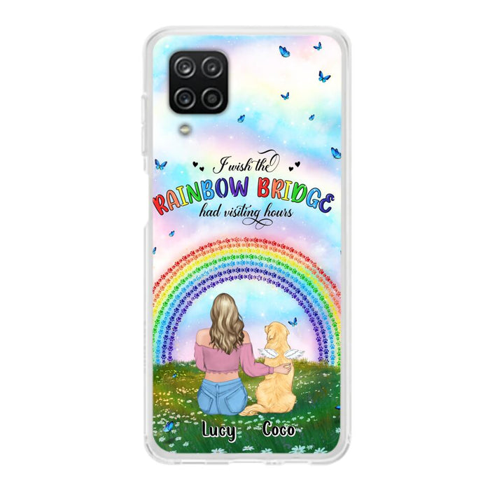 Custom Personalized Dog, Cat Memorial Phone Case  - Upto 4 Pets - Memorial Gift For Dog/ Cat Lover - I Wish The Rainbow Bridge Had Visiting Hours - Case For iPhone And Samsung