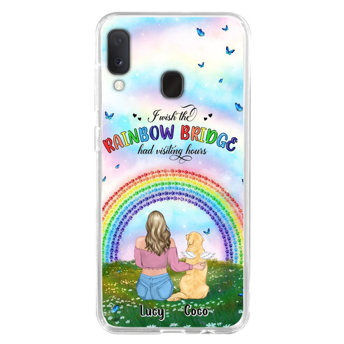 Custom Personalized Dog, Cat Memorial Phone Case  - Upto 4 Pets - Memorial Gift For Dog/ Cat Lover - I Wish The Rainbow Bridge Had Visiting Hours - Case For iPhone And Samsung