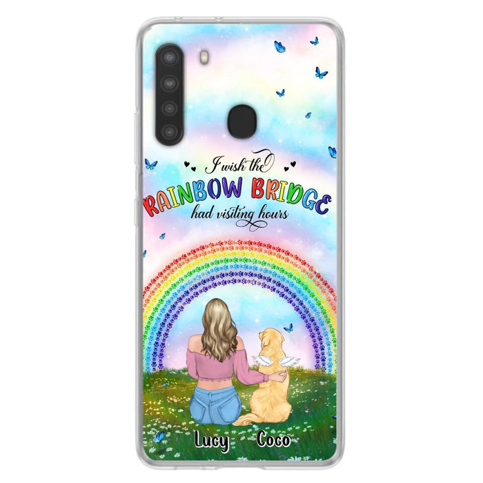 Custom Personalized Dog, Cat Memorial Phone Case  - Upto 4 Pets - Memorial Gift For Dog/ Cat Lover - I Wish The Rainbow Bridge Had Visiting Hours - Case For iPhone And Samsung