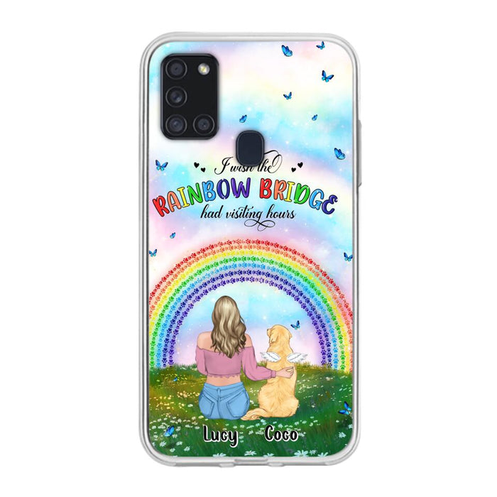 Custom Personalized Dog, Cat Memorial Phone Case  - Upto 4 Pets - Memorial Gift For Dog/ Cat Lover - I Wish The Rainbow Bridge Had Visiting Hours - Case For iPhone And Samsung