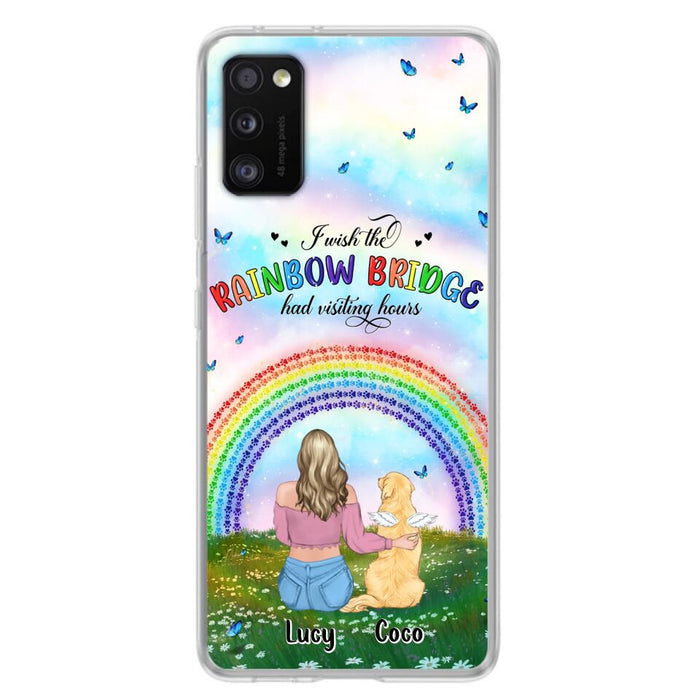 Custom Personalized Dog, Cat Memorial Phone Case  - Upto 4 Pets - Memorial Gift For Dog/ Cat Lover - I Wish The Rainbow Bridge Had Visiting Hours - Case For iPhone And Samsung