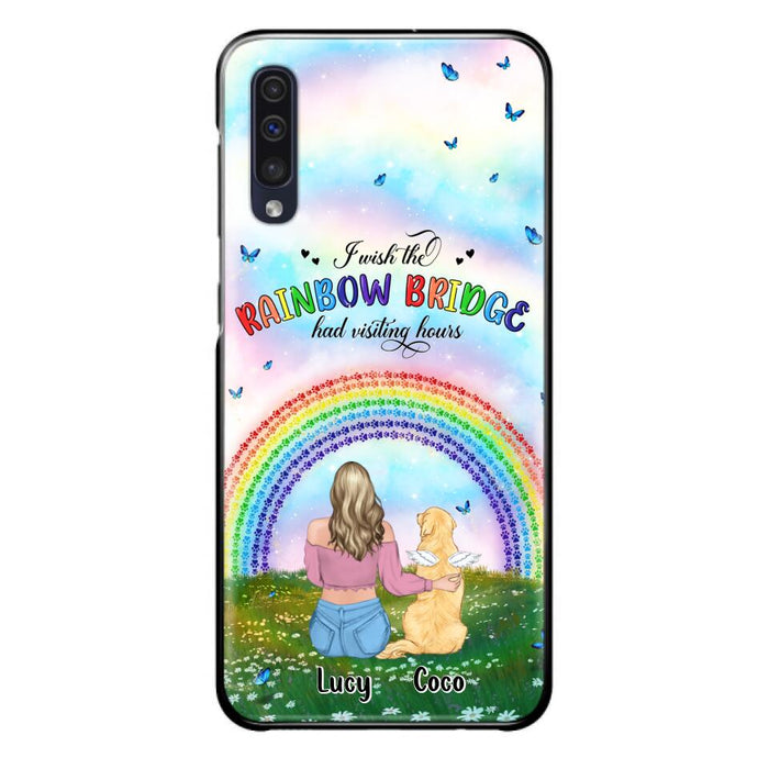 Custom Personalized Dog, Cat Memorial Phone Case  - Upto 4 Pets - Memorial Gift For Dog/ Cat Lover - I Wish The Rainbow Bridge Had Visiting Hours - Case For iPhone And Samsung