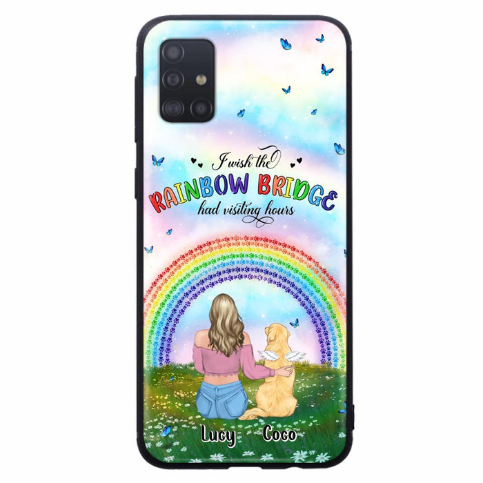 Custom Personalized Dog, Cat Memorial Phone Case  - Upto 4 Pets - Memorial Gift For Dog/ Cat Lover - I Wish The Rainbow Bridge Had Visiting Hours - Case For iPhone And Samsung