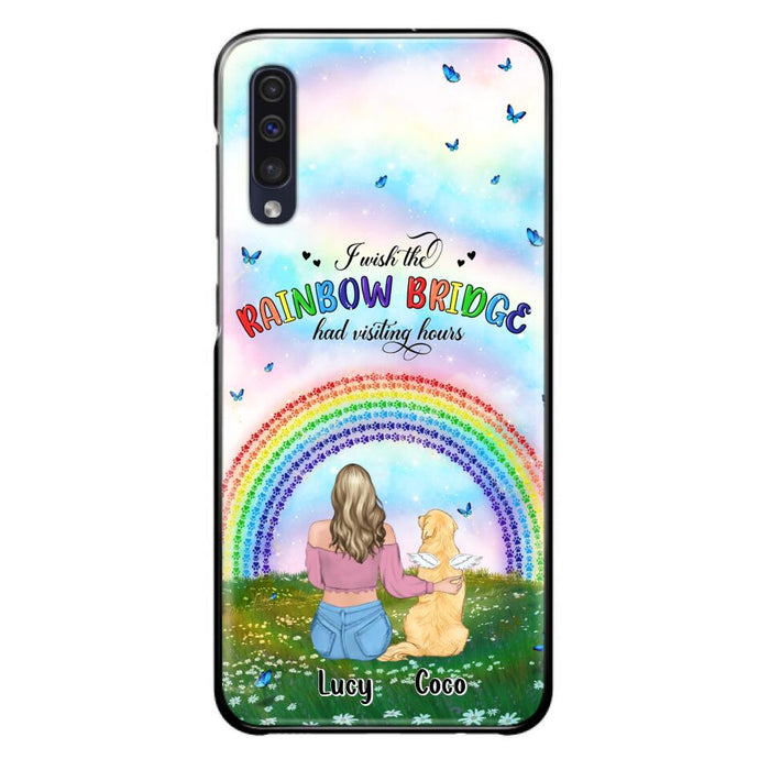 Custom Personalized Dog, Cat Memorial Phone Case  - Upto 4 Pets - Memorial Gift For Dog/ Cat Lover - I Wish The Rainbow Bridge Had Visiting Hours - Case For iPhone And Samsung