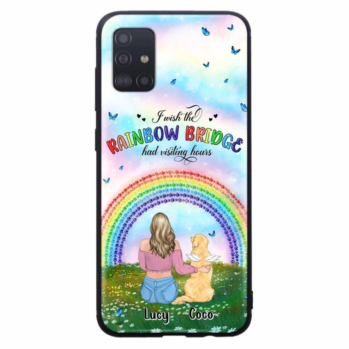 Custom Personalized Dog, Cat Memorial Phone Case  - Upto 4 Pets - Memorial Gift For Dog/ Cat Lover - I Wish The Rainbow Bridge Had Visiting Hours - Case For iPhone And Samsung