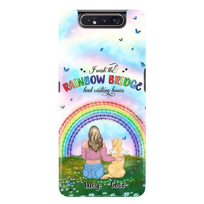 Custom Personalized Dog, Cat Memorial Phone Case  - Upto 4 Pets - Memorial Gift For Dog/ Cat Lover - I Wish The Rainbow Bridge Had Visiting Hours - Case For iPhone And Samsung