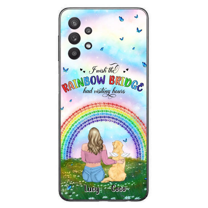 Custom Personalized Dog, Cat Memorial Phone Case  - Upto 4 Pets - Memorial Gift For Dog/ Cat Lover - I Wish The Rainbow Bridge Had Visiting Hours - Case For iPhone And Samsung