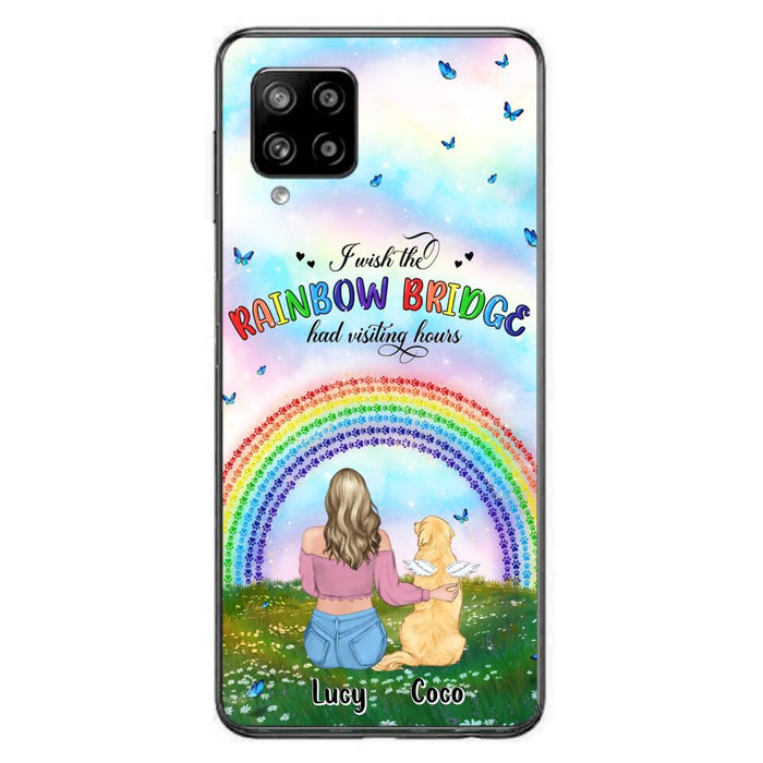 Custom Personalized Dog, Cat Memorial Phone Case  - Upto 4 Pets - Memorial Gift For Dog/ Cat Lover - I Wish The Rainbow Bridge Had Visiting Hours - Case For iPhone And Samsung