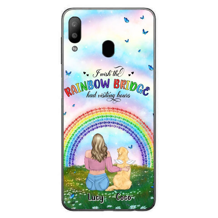 Custom Personalized Dog, Cat Memorial Phone Case  - Upto 4 Pets - Memorial Gift For Dog/ Cat Lover - I Wish The Rainbow Bridge Had Visiting Hours - Case For iPhone And Samsung