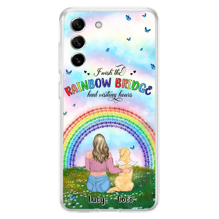 Custom Personalized Dog, Cat Memorial Phone Case  - Upto 4 Pets - Memorial Gift For Dog/ Cat Lover - I Wish The Rainbow Bridge Had Visiting Hours - Case For iPhone And Samsung