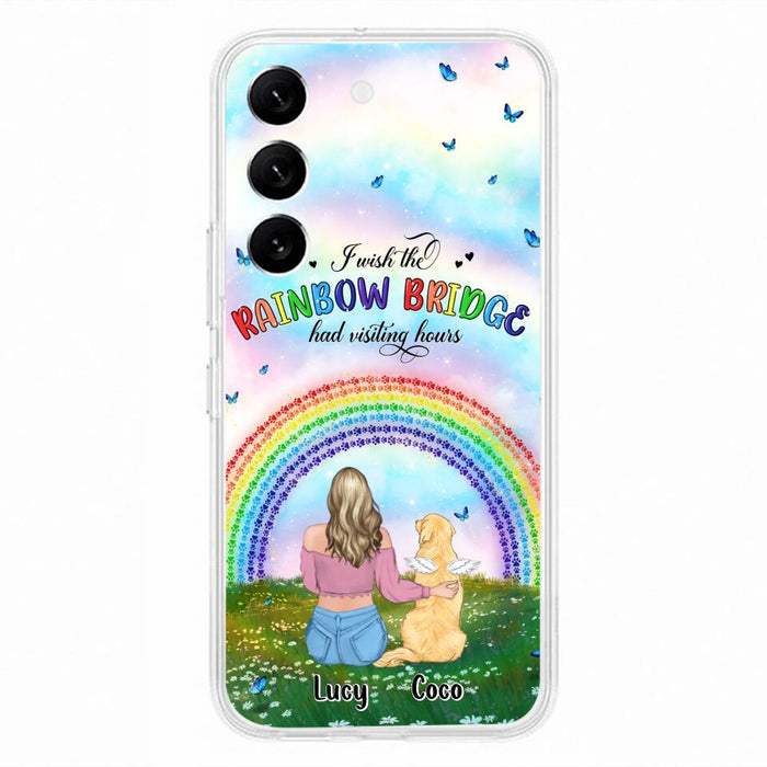 Custom Personalized Dog, Cat Memorial Phone Case  - Upto 4 Pets - Memorial Gift For Dog/ Cat Lover - I Wish The Rainbow Bridge Had Visiting Hours - Case For iPhone And Samsung