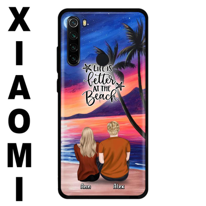 Personalized Couple & Pet Beach Dawn Phone Case For Huawei, Oppo and Xiaomi - Gift for Couple with up to 4 Dogs/Cats - Life is better at the beach