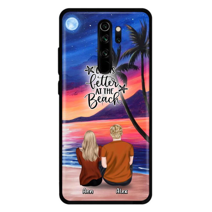 Personalized Couple & Pet Beach Dawn Phone Case For Huawei, Oppo and Xiaomi - Gift for Couple with up to 4 Dogs/Cats - Life is better at the beach