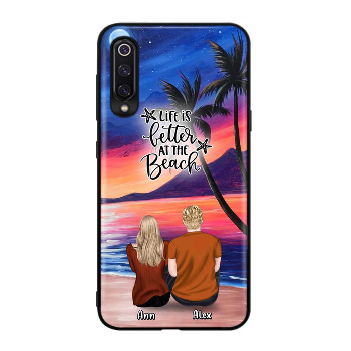 Personalized Couple & Pet Beach Dawn Phone Case For Huawei, Oppo and Xiaomi - Gift for Couple with up to 4 Dogs/Cats - Life is better at the beach