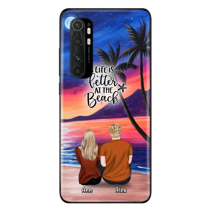 Personalized Couple & Pet Beach Dawn Phone Case For Huawei, Oppo and Xiaomi - Gift for Couple with up to 4 Dogs/Cats - Life is better at the beach