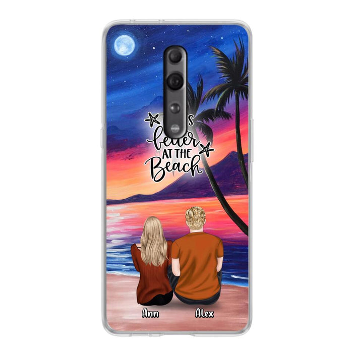 Personalized Couple & Pet Beach Dawn Phone Case For Huawei, Oppo and Xiaomi - Gift for Couple with up to 4 Dogs/Cats - Life is better at the beach