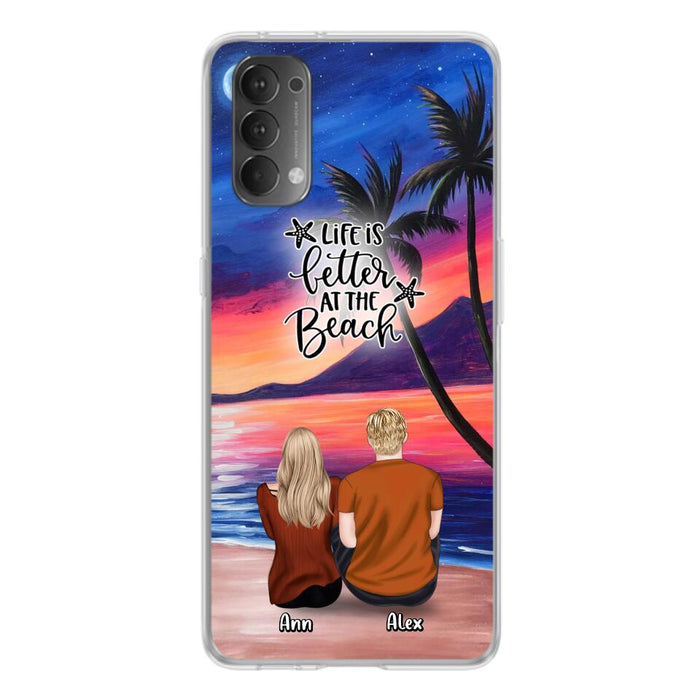 Personalized Couple & Pet Beach Dawn Phone Case For Huawei, Oppo and Xiaomi - Gift for Couple with up to 4 Dogs/Cats - Life is better at the beach