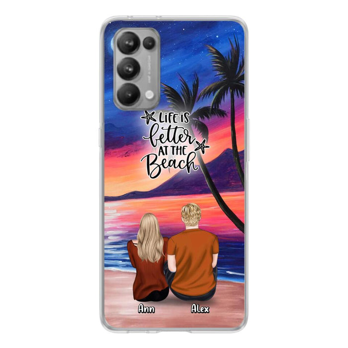 Personalized Couple & Pet Beach Dawn Phone Case For Huawei, Oppo and Xiaomi - Gift for Couple with up to 4 Dogs/Cats - Life is better at the beach