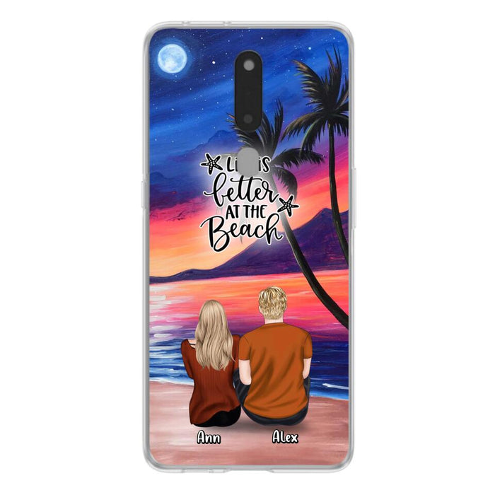 Personalized Couple & Pet Beach Dawn Phone Case For Huawei, Oppo and Xiaomi - Gift for Couple with up to 4 Dogs/Cats - Life is better at the beach