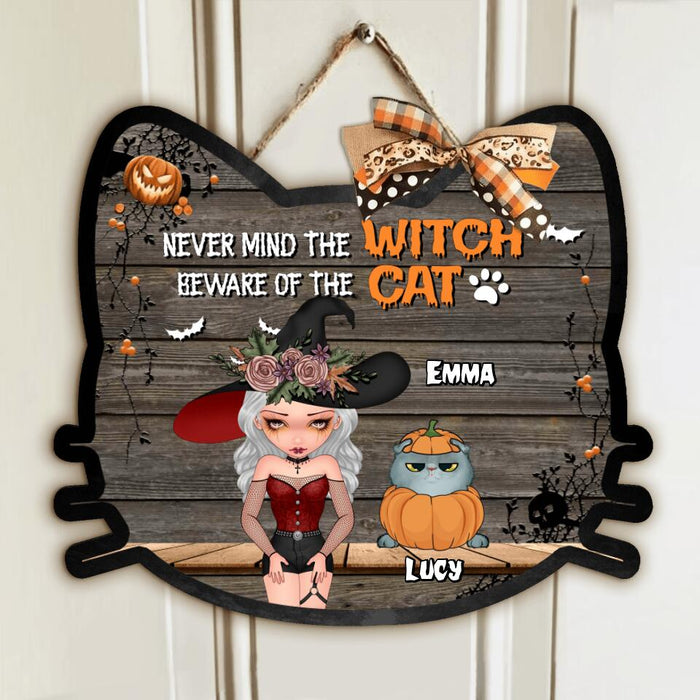 Custom Personalized Halloween Cat Wooden Sign - Up to 4 Cats - Halloween Gift For Cat Lovers/Wiccan Decor/Pagan Decor - Happy Halloween