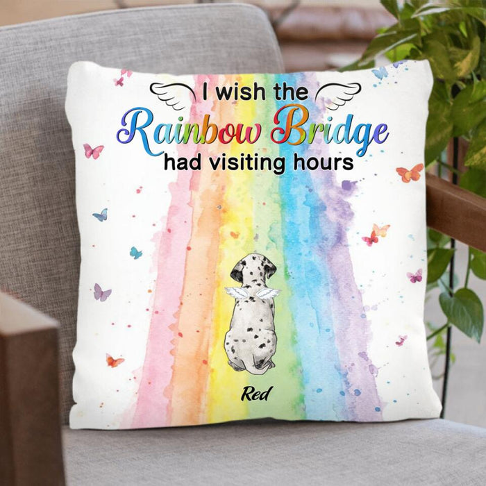 Custom Personalized Pet Pillow Cover - Gift Idea For Dog/ Cat Owner with up to 5 Pets - I Wish The Rainbow Bridge Had Visiting Hours