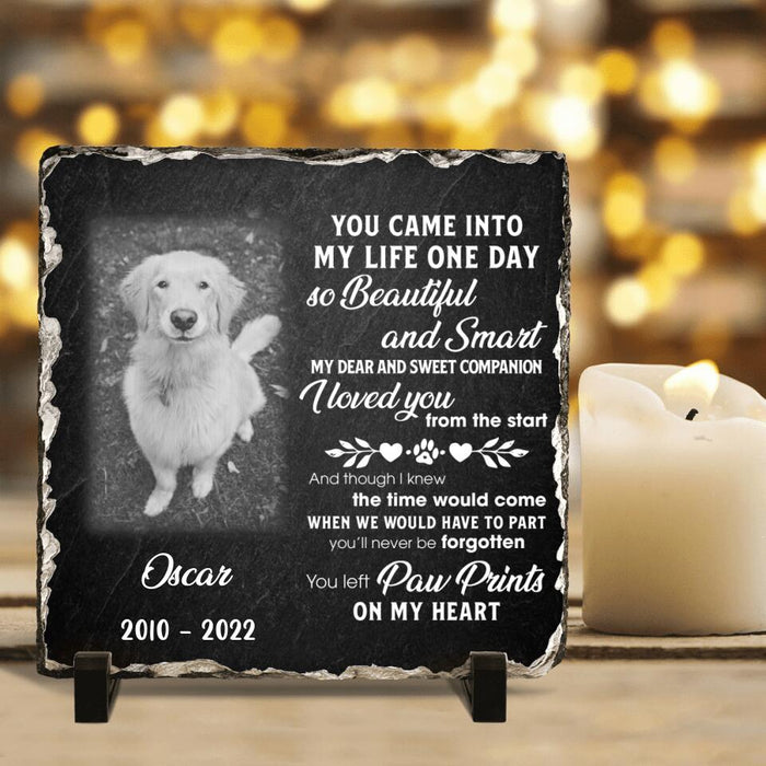 Custom Personalized Pet Photo Square Lithograph - Memorial Gift Idea For Pet Lover - You Left Paw Prints On My Heart