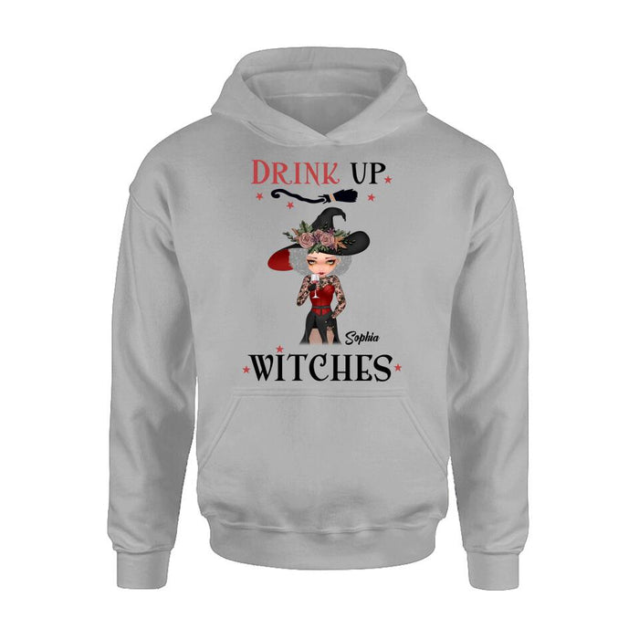 Custom Personalized Halloween T-Shirt/ Long Sleeve/ Sweatshirt/ Hoodie - Halloween Gift Idea - Drink Up Witches