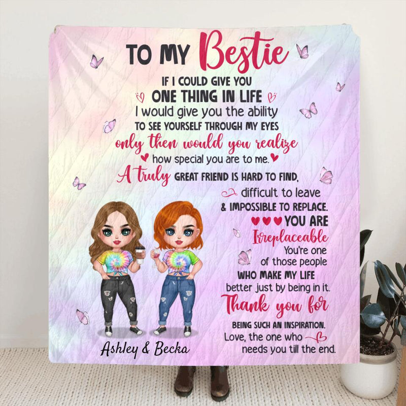 Personalized Bestie Fleece Throw Blanket/Quilt - Gift Idea For Best Friend - A Truly Great Friend Is Hard To Find