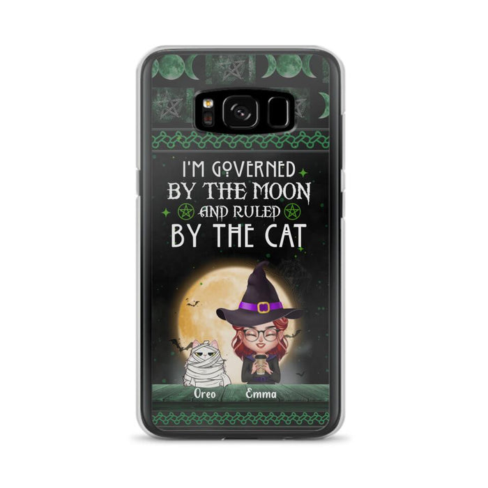 Custom Personalized Cats Witch Phone Case - Halloween Gift For Cat Lover - Governed By The Moon, Ruled By The Cats - Case For iPhone And Samsung