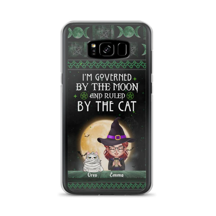 Custom Personalized Cats Witch Phone Case - Halloween Gift For Cat Lover - Governed By The Moon, Ruled By The Cats - Case For iPhone And Samsung