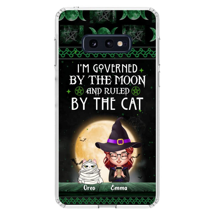 Custom Personalized Cats Witch Phone Case - Halloween Gift For Cat Lover - Governed By The Moon, Ruled By The Cats - Case For iPhone And Samsung