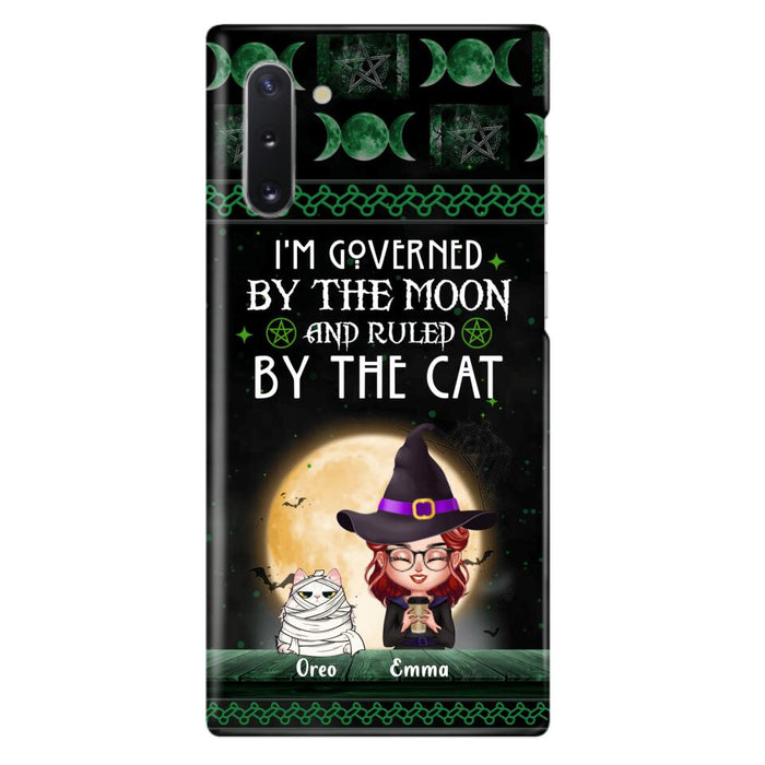 Custom Personalized Cats Witch Phone Case - Halloween Gift For Cat Lover - Governed By The Moon, Ruled By The Cats - Case For iPhone And Samsung