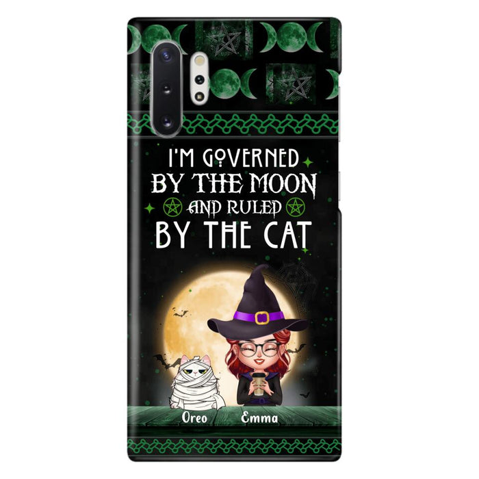 Custom Personalized Cats Witch Phone Case - Halloween Gift For Cat Lover - Governed By The Moon, Ruled By The Cats - Case For iPhone And Samsung