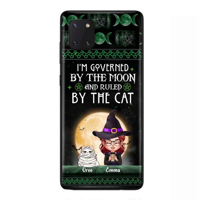 Custom Personalized Cats Witch Phone Case - Halloween Gift For Cat Lover - Governed By The Moon, Ruled By The Cats - Case For iPhone And Samsung