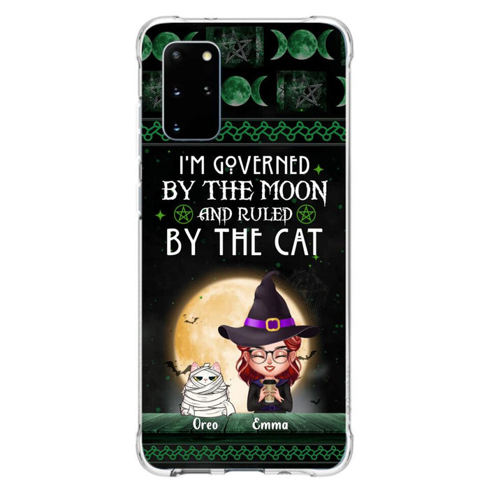 Custom Personalized Cats Witch Phone Case - Halloween Gift For Cat Lover - Governed By The Moon, Ruled By The Cats - Case For iPhone And Samsung