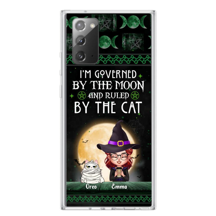 Custom Personalized Cats Witch Phone Case - Halloween Gift For Cat Lover - Governed By The Moon, Ruled By The Cats - Case For iPhone And Samsung