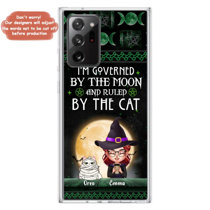 Custom Personalized Cats Witch Phone Case - Halloween Gift For Cat Lover - Governed By The Moon, Ruled By The Cats - Case For iPhone And Samsung