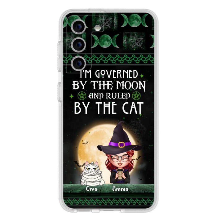 Custom Personalized Cats Witch Phone Case - Halloween Gift For Cat Lover - Governed By The Moon, Ruled By The Cats - Case For iPhone And Samsung