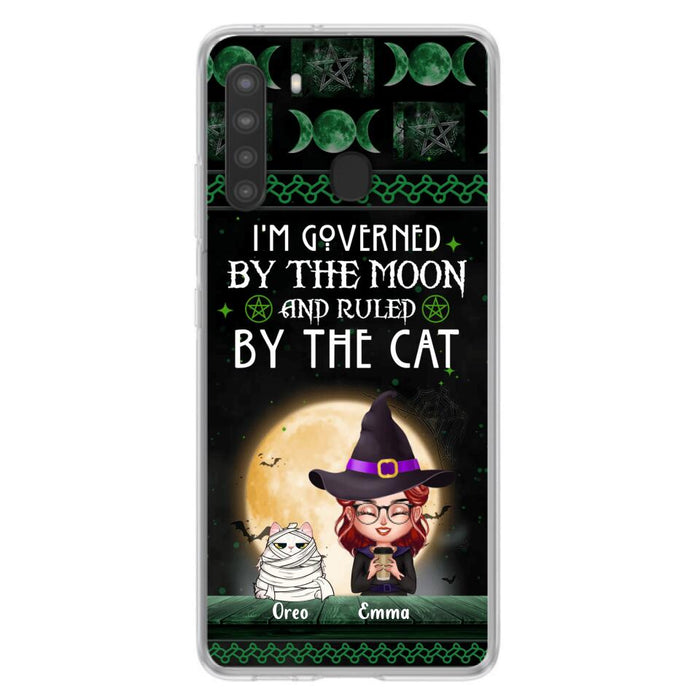 Custom Personalized Cats Witch Phone Case - Halloween Gift For Cat Lover - Governed By The Moon, Ruled By The Cats - Case For iPhone And Samsung