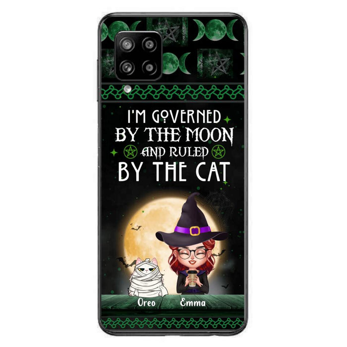 Custom Personalized Cats Witch Phone Case - Halloween Gift For Cat Lover - Governed By The Moon, Ruled By The Cats - Case For iPhone And Samsung