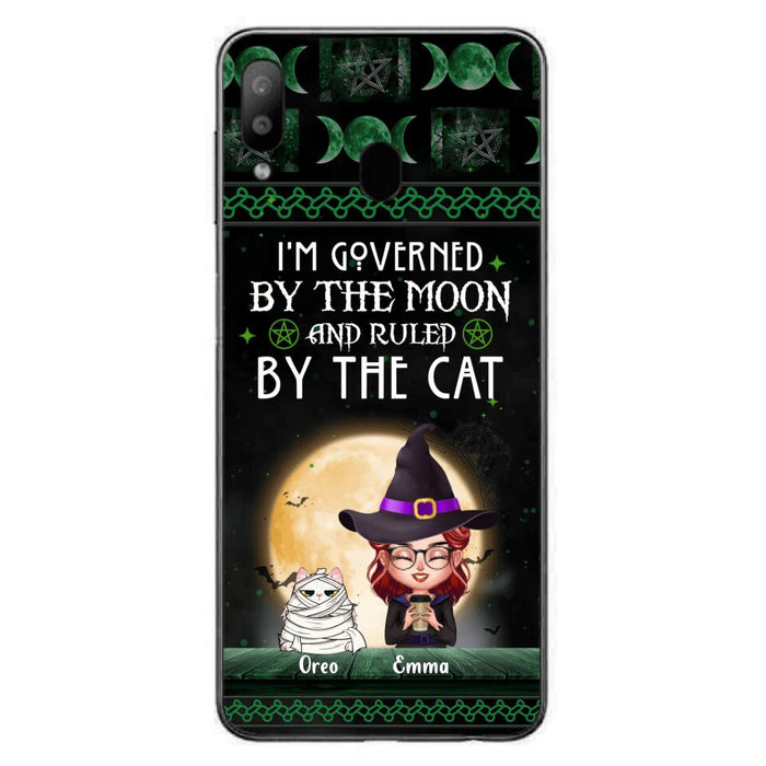 Custom Personalized Cats Witch Phone Case - Halloween Gift For Cat Lover - Governed By The Moon, Ruled By The Cats - Case For iPhone And Samsung