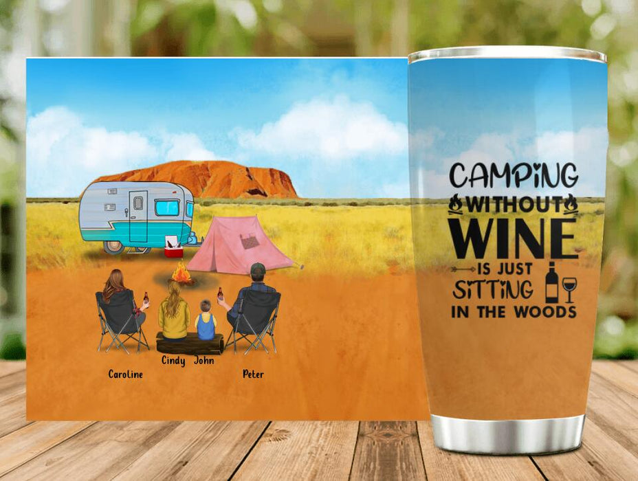 Custom Personalized Australian Camping Tumbler - Gift Idea For Camping Lovers/ Family with 2 Kids - Camping Partners For Life