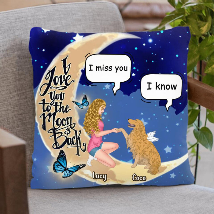 Custom Personalized Dog Mom Quilt/Fleece Blanket & Pillow Cover - Memorial Gift For Dog Lovers - I Love You To The Moon And Back