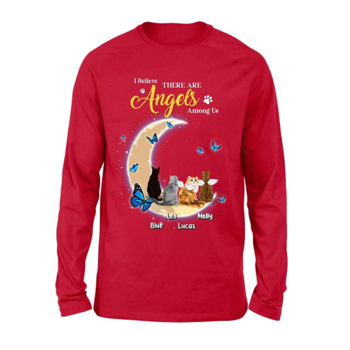 Custom Personalized Cat T-shirt/ Long Sleeve/ Sweatshirt - Memorial Gift Idea For Cat Lover - I Believe There Are Angels Among Us