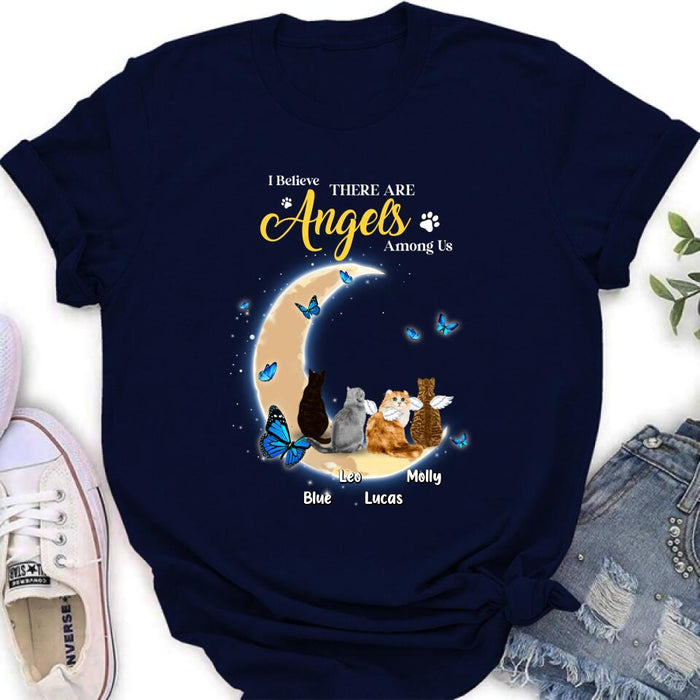 Custom Personalized Cat T-shirt/ Long Sleeve/ Sweatshirt - Memorial Gift Idea For Cat Lover - I Believe There Are Angels Among Us