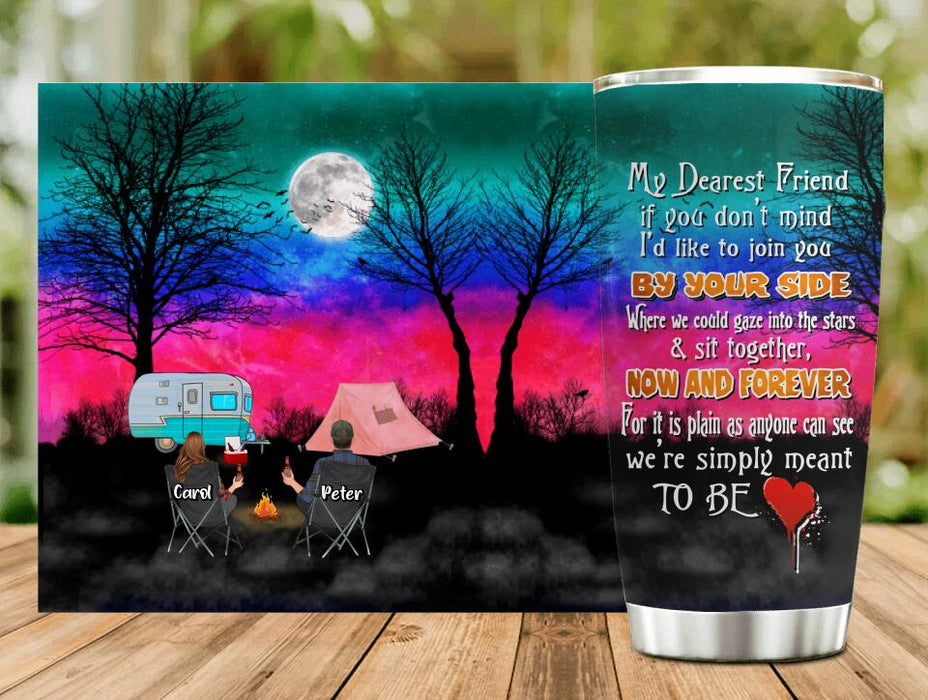 Custom Personalized Couple Camping Tumbler - Couple With Upto 2 Kids And 4 Pets - Gift For Couple/ Camping Lover - My Dearest Friend