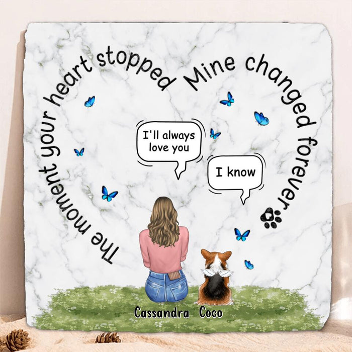 Custom Personalized Pet Square Lithograph - Upto 4 Dogs/Cats - Gift Idea For Couple/Dog/Cat Lover - The Moment Your Heart Stopped Mine Changed Forever