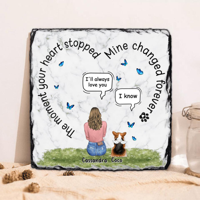 Custom Personalized Pet Square Lithograph - Upto 4 Dogs/Cats - Gift Idea For Couple/Dog/Cat Lover - The Moment Your Heart Stopped Mine Changed Forever