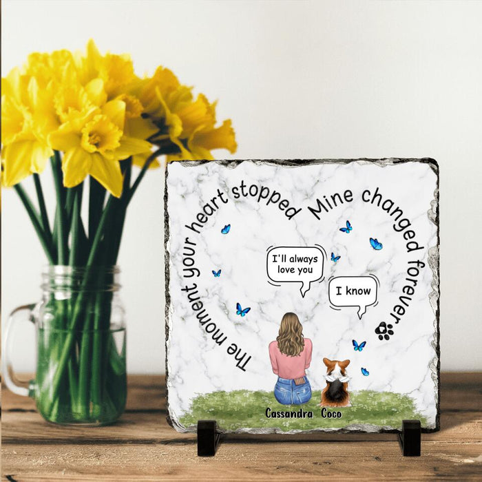 Custom Personalized Pet Square Lithograph - Upto 4 Dogs/Cats - Gift Idea For Couple/Dog/Cat Lover - The Moment Your Heart Stopped Mine Changed Forever